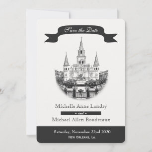 Save The Date Cathédrale Sauvegarder la Date Noir et Blanc