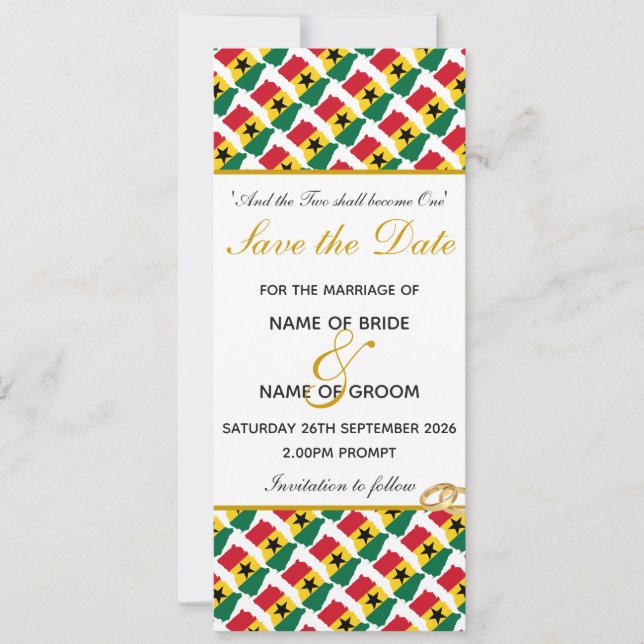 Save The Date Célébration de mariage chrétien au GHANA (Devant)