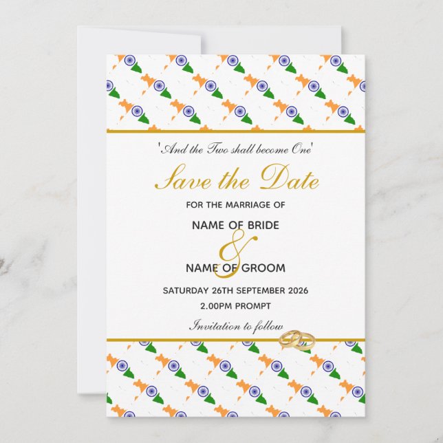 Save The Date Célébration des Mariages chrétiens d'INDE (Devant)