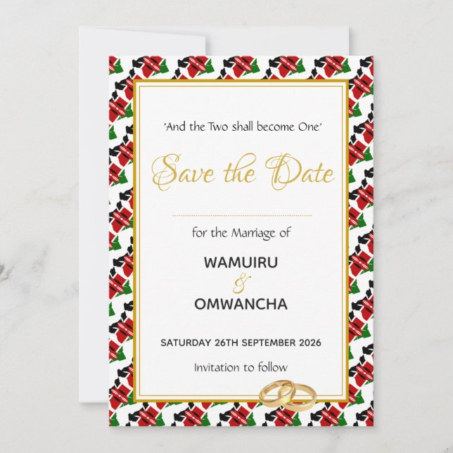 Save The Date Célébration du mariage traditionnel chrétien du KE (Devant)