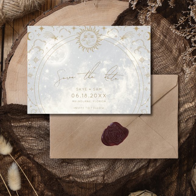 Save The Date Céleste écrit dans les étoiles Mariage photo (Celestial Written in the Stars Photo Wedding Save The Date)