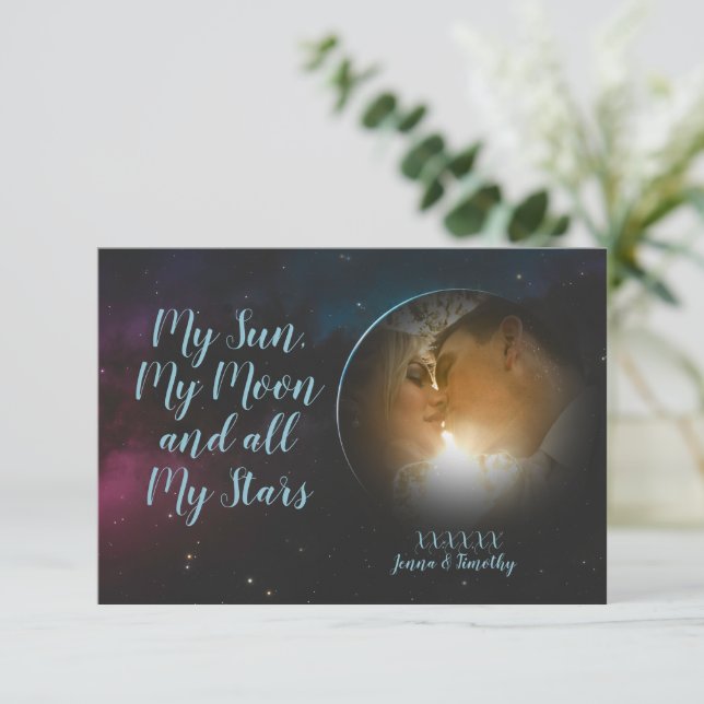 Save The Date Celestial Photo Thank You Cards (Debout devant)