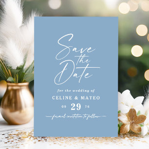 Save The Date Céline ・ Mariage bleu ciel solide simple