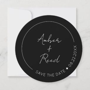 Save The Date Cercle rond à script simple minimaliste noir