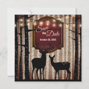 Save The Date Cerfs et arbres rustiques Mariage boisé automne/hi