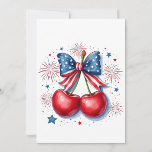 Save The Date Cerises avec Coquette Bow 4 juillet Américain