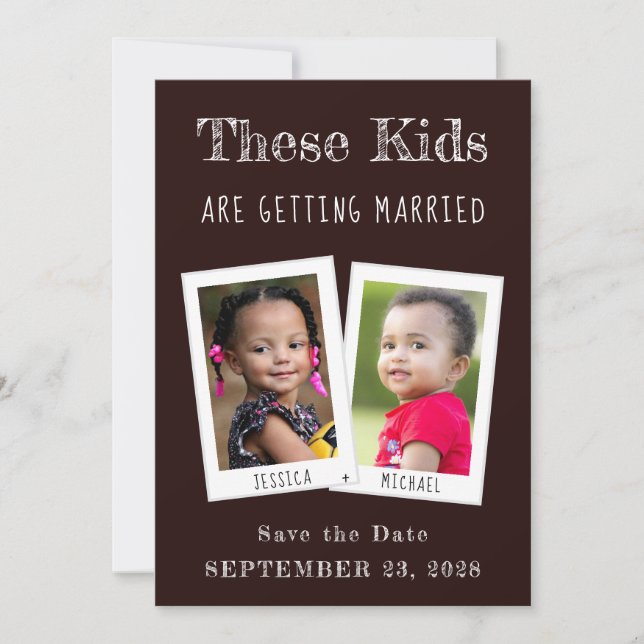 Save The Date Ces Enfants Se Marient Photos Drôle Noir (Devant)