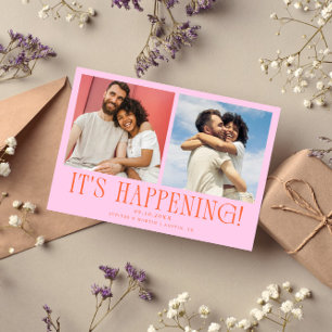 Save The Date C'est Arrivé 2-Photo Orange Rose Mariage