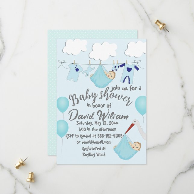 Save The Date C'est un Baby shower de linge de maison (Devant/Arrière en situation)
