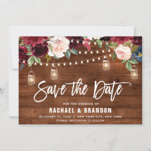 Save The Date Chaîne florale de la marine de Bourgogne bocal