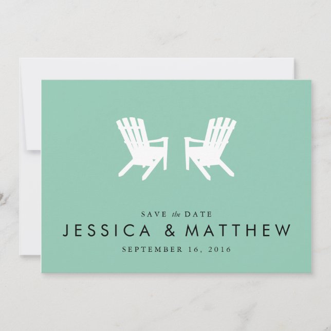 Save The Date Chaises Muskoka Enregistrer la Date // Turquoise (Devant)
