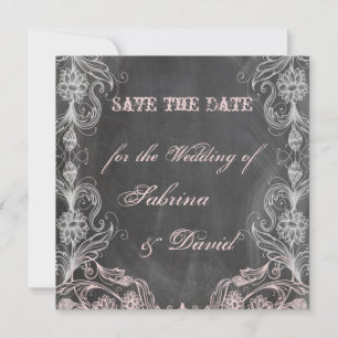 Save The Date Chalkboard Antique Pink Floral Enregistrer la date