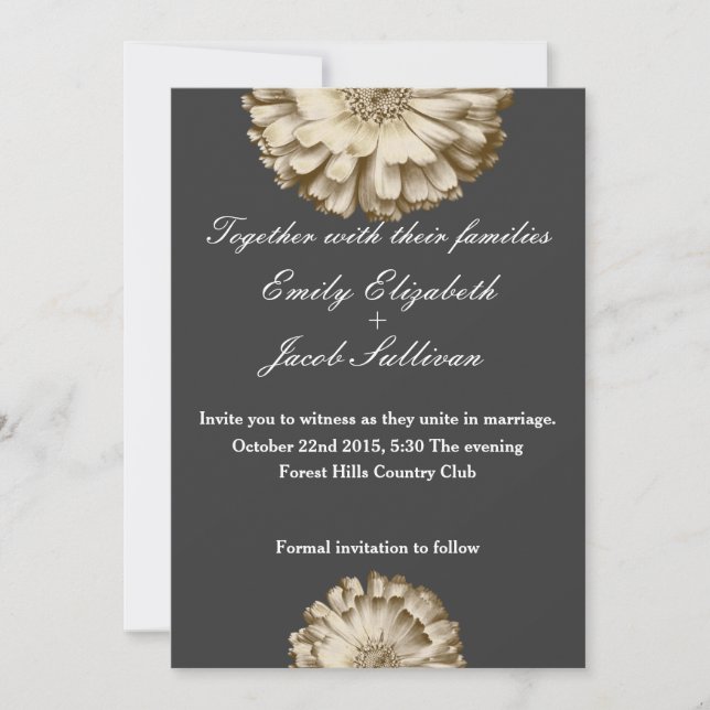 Save The Date Chalkboard Blackboard Daisy Inspiré Mariage Enregi (Devant)