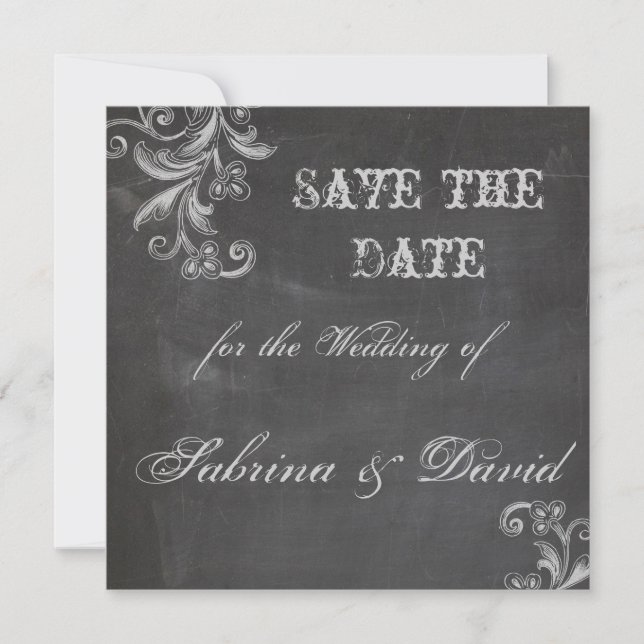 Save The Date Chalkboard Floral Enregistrer la date (Devant)