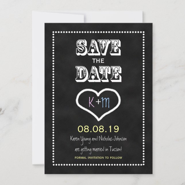 Save the Date Chalkboard or Blackboard Invitation (Front)