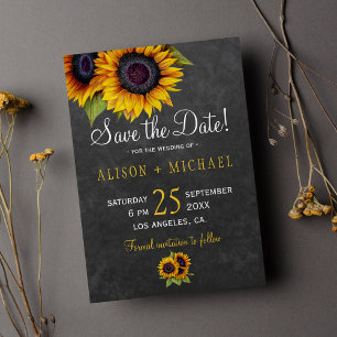 Save The Date Chalkboard tournesol rustique enregistrer la date 