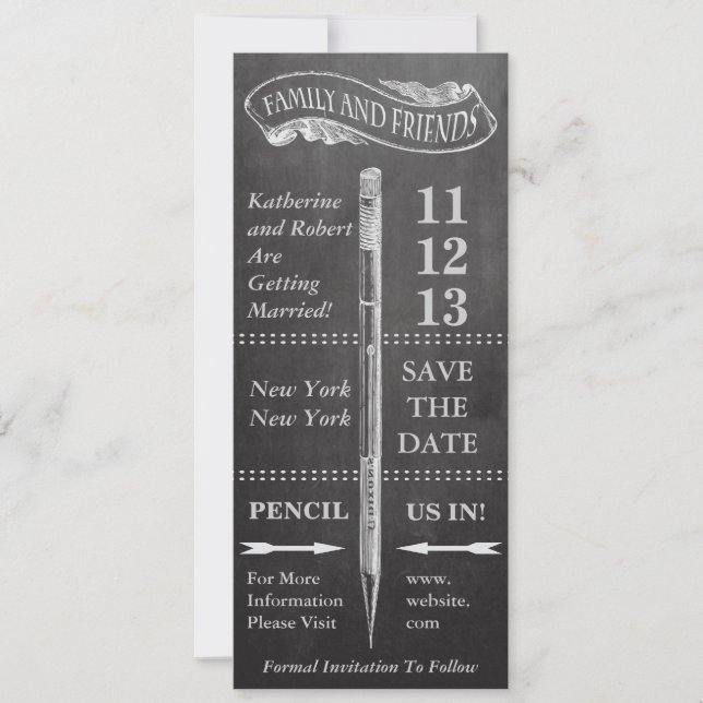 Save The Date Chalkboard Vintage Wedding Enregistrer La Date (Devant)