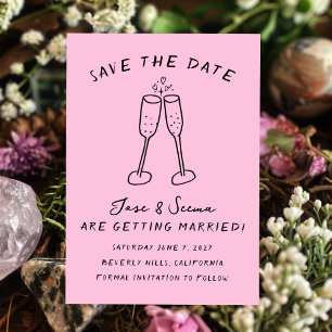 Save The Date Champagne Cheers Main Drate Cute Custom