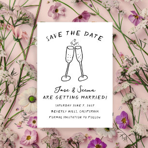 Save The Date Champagne Cheers Main Drate Cute Custom