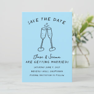 Save The Date Champagne Cheers Main Drate Cute Custom