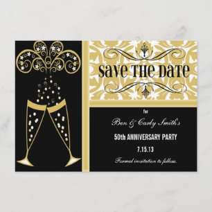 Save The Date Champagne et économies de damassé l'invitation de