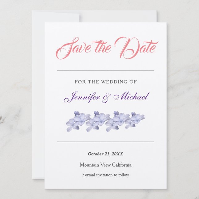 Save The Date Champagne Floral mariage Shimmer (Devant)