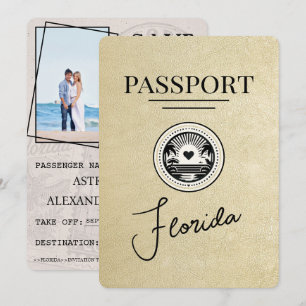 Save The Date Champagne Florida Passeport Enregistrer La Date