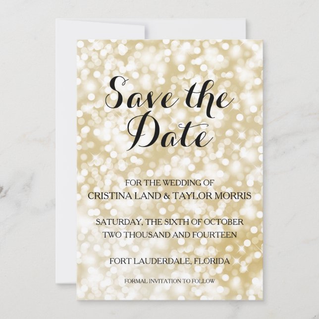 Save The Date Champagne Gold Enregistrer la date (Devant)