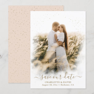 Save The Date Champagne Gold Mariage Photo Enregistrer notre car