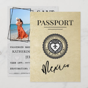 Save The Date Champagne Mexique Passeport Enregistrer La Date