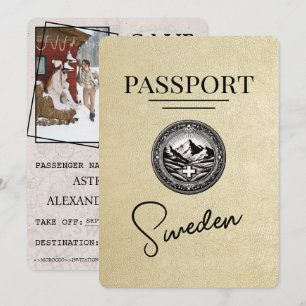 Save The Date Champagne Suède Passeport Enregistrer La Date