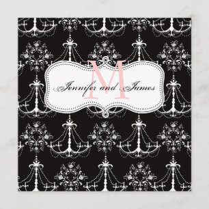 Save The Date Chandelier Black Pink Wedding