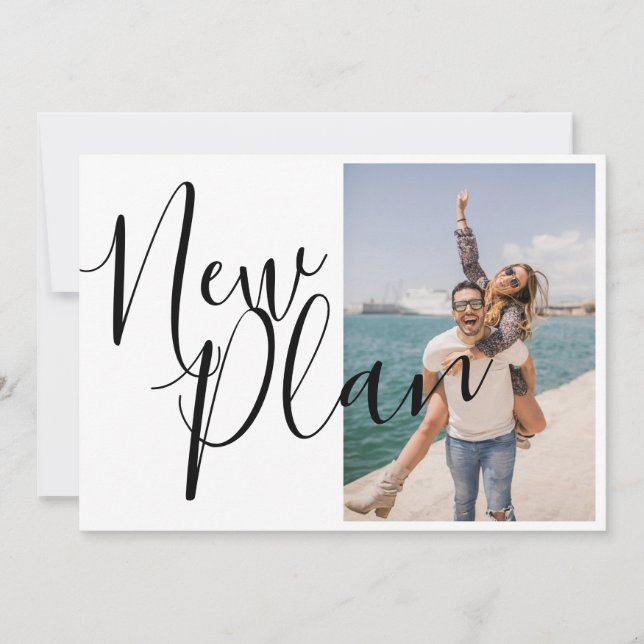 Save The Date Changement de date de photo de script élégant (Devant)