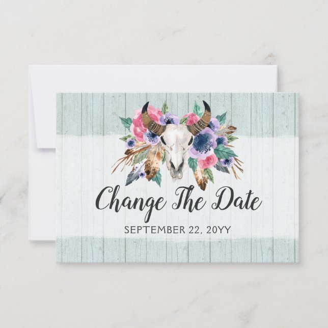 Save The Date Changement de date Rustique Bohème Mariage reporté (Devant)