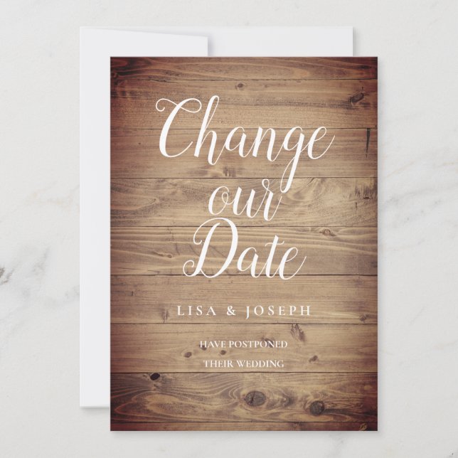 Save The Date Changement de date rustique Reporté (Devant)