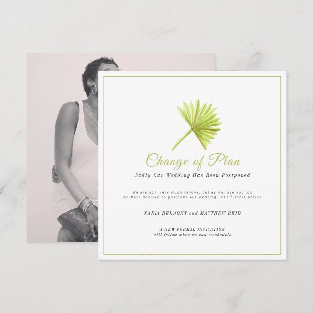 Save The Date Changement de plan de l'événement mariage reporté  (Devant / Derrière)