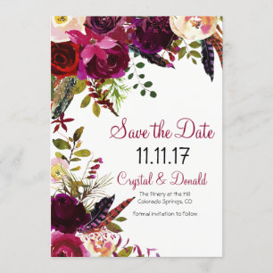 Save The Date CHANGER DE COULEUR - Floral Enregistrer la date In