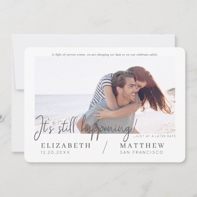 Save The Date Changer la date Modern Chic Custom Photo Mariage (Devant)