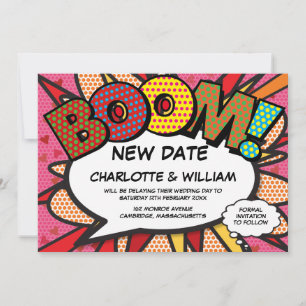 Save The Date Changer la date Modern Pink amusant Comic Book