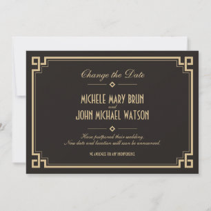 Save The Date Changer la date Retro Frame Art Déco Dark Card