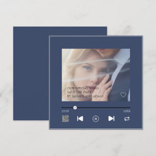 Save The Date Chanson de mariage élégante bleu marine QR