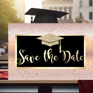 Save The Date Chapeau de remise des diplômes, Rose Gold Graduati