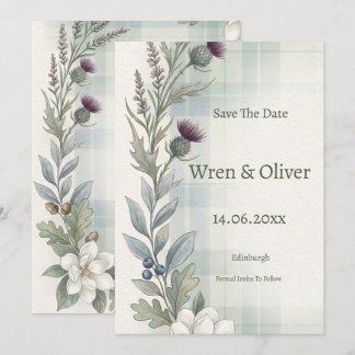 Save The Date Chardon écossais Bruyère Fleur sauvage Enregistrer