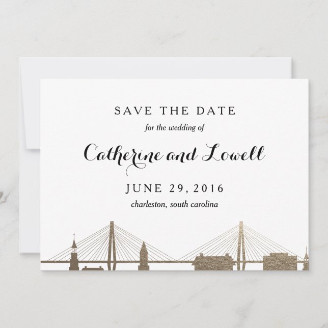 Save The Date Charleston Caroline du Sud Faux Gold Enregistrer l (Devant)