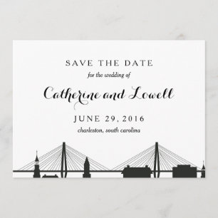 Save The Date Charleston Caroline du Sud Noir Enregistrer la dat