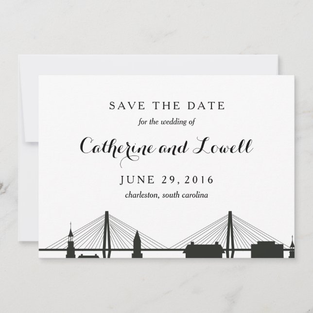 Save The Date Charleston Caroline du Sud Noir Enregistrer la dat (Devant)