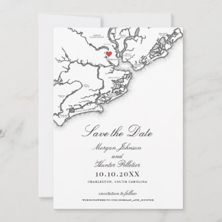 Save The Date Charleston SC Elegant Mariage noir et blanc