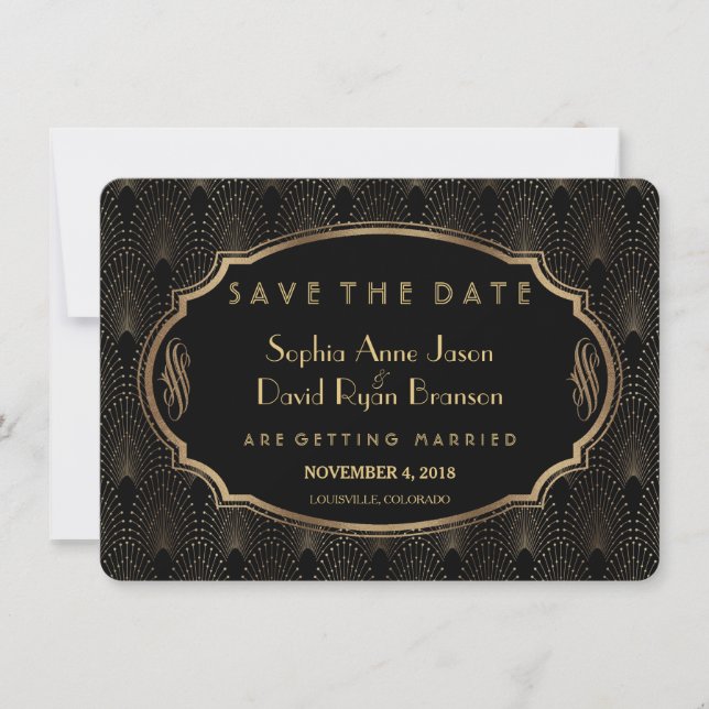 Save The Date Charm Great Gatsby 20s Art Déco Enregistrer la dat (Devant)