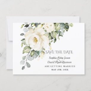 Save The Date Charme Fleurs Aquarelle Blanche Mariage Fleurit