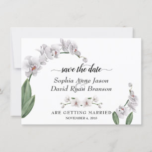 Save The Date Charme White Orchidée Mariage Calligraphie